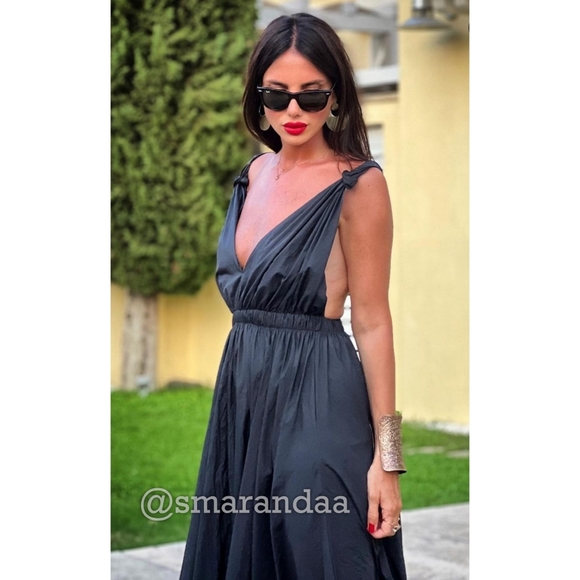 Zara Long Nylon Dress Black - Picture 4 of 9